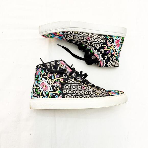 Le Mondeur The Gold Bird High Top Laced Paterned Sneaker Portugal Size 39 - Picture 6 of 8